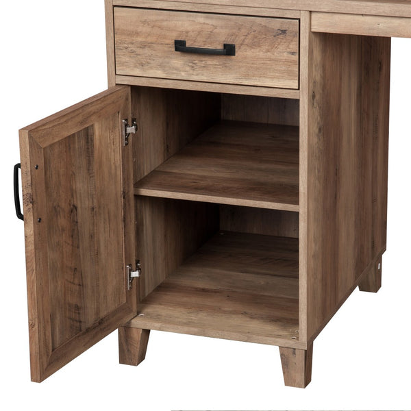 HomeRoots 47" Oak Wall-Mounted Trestle Writing Desk – Stylish Compact Workspace with Storage & Modern Design 568265