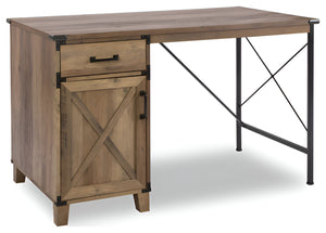 HomeRoots 47" Oak Wall-Mounted Trestle Writing Desk – Stylish Compact Workspace with Storage & Modern Design 568265