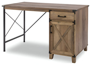 HomeRoots 47" Oak Wall-Mounted Trestle Writing Desk – Stylish Compact Workspace with Storage & Modern Design 568265
