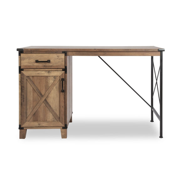 HomeRoots 47" Oak Wall-Mounted Trestle Writing Desk – Stylish Compact Workspace with Storage & Modern Design 568265