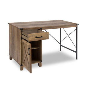 HomeRoots 47" Oak Wall-Mounted Trestle Writing Desk – Stylish Compact Workspace with Storage & Modern Design 568265