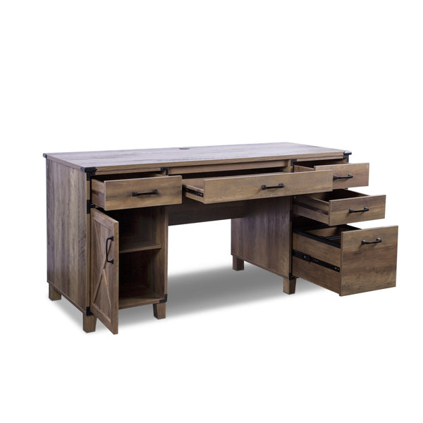 Homeroots 59" Natural Wood Executive Desk – Five Drawers, Timeless Design For A Productive Office Workspace!   568266