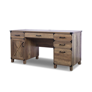 Homeroots 59" Natural Wood Executive Desk – Five Drawers, Timeless Design For A Productive Office Workspace!   568266