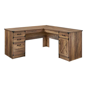 Homeroots 64" Oak Wood L Shape Executive Desk - Stylish, Spacious, And Functional With 4 Drawers For Storage!   568267