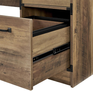 Homeroots 64" Oak Wood L Shape Executive Desk - Stylish, Spacious, And Functional With 4 Drawers For Storage!   568267