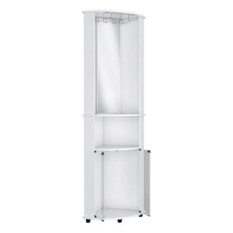 Homeroots 75" White Wood Corner Bar Cabinet - Chic Storage Solution With Glass Doors & Stylish Shelving Options  Manufactured Wood 568268