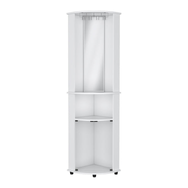 Homeroots 75" White Wood Corner Bar Cabinet - Chic Storage Solution With Glass Doors & Stylish Shelving Options  Manufactured Wood 568268