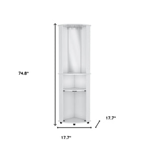 Homeroots 75" White Wood Corner Bar Cabinet - Chic Storage Solution With Glass Doors & Stylish Shelving Options  Manufactured Wood 568268