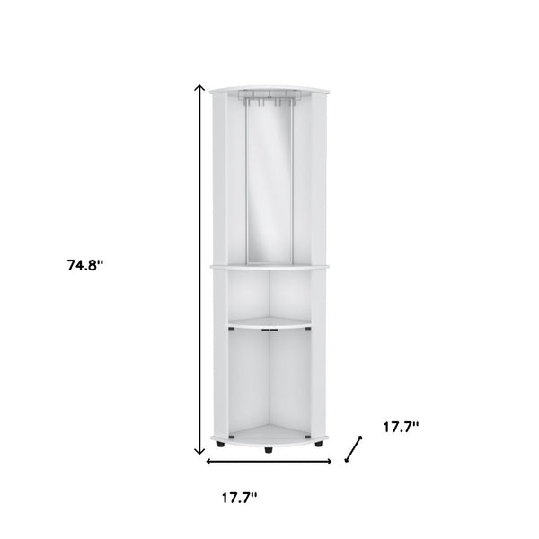 Homeroots 75" White Wood Corner Bar Cabinet - Chic Storage Solution With Glass Doors & Stylish Shelving Options  Manufactured Wood 568268