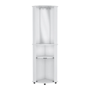 HomeRoots 75" Modern White Wood Corner Bar Cabinet – Stylish Storage with Glass Doors, Shelves & Wine Holders 568268