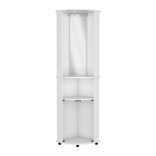 HomeRoots 75" Modern White Wood Corner Bar Cabinet – Stylish Storage with Glass Doors, Shelves & Wine Holders 568268