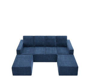 HomeRoots 72" Navy Blue Modular Sofa Chaise with Black Legs - Contemporary Comfort, Versatile Design & Durability 568269