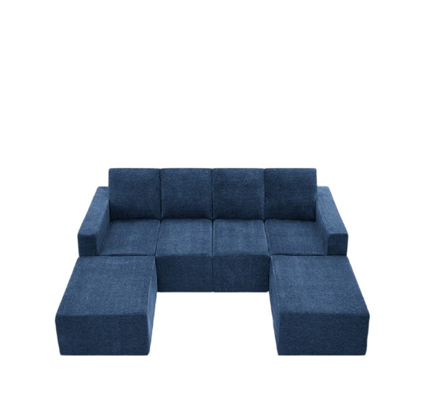 HomeRoots 72" Navy Blue Modular Sofa Chaise with Black Legs - Contemporary Comfort, Versatile Design & Durability 568269