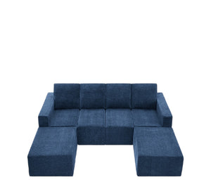 HomeRoots 72" Navy Blue Modular Sofa Chaise with Black Legs - Contemporary Comfort, Versatile Design & Durability 568269