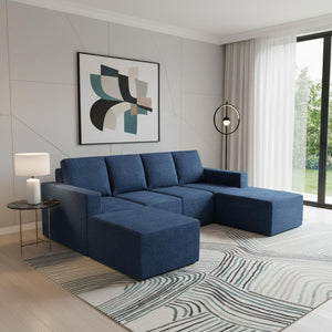 HomeRoots 72" Navy Blue Modular Sofa Chaise with Black Legs - Contemporary Comfort, Versatile Design & Durability 568269