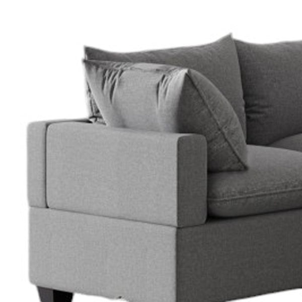 HomeRoots 93" Gray Modular Sofa with Black Legs - Stylish Armless Design, Pocket Spring Comfort for 5 Seats 568270