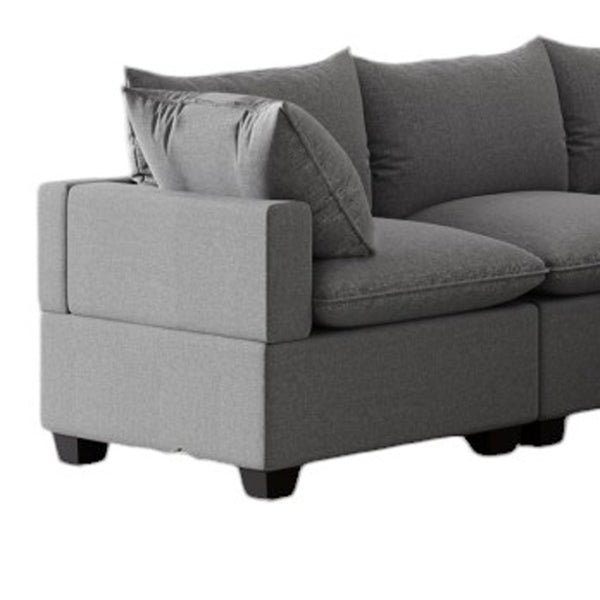 HomeRoots 93" Gray Modular Sofa with Black Legs - Stylish Armless Design, Pocket Spring Comfort for 5 Seats 568270