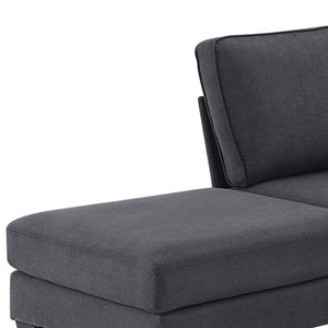 HomeRoots 88" Gray Fabric Modular Sofa with Sleek Black Legs - Modern Comfort & Versatile Style for Any Room 568271