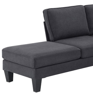 HomeRoots 88" Gray Fabric Modular Sofa with Sleek Black Legs - Modern Comfort & Versatile Style for Any Room 568271