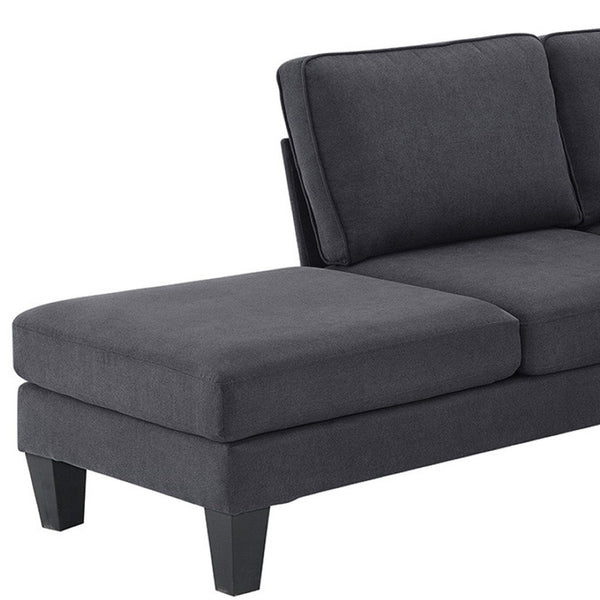 HomeRoots 88" Gray Fabric Modular Sofa with Sleek Black Legs - Modern Comfort & Versatile Style for Any Room 568271