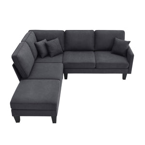HomeRoots 88" Gray Fabric Modular Sofa with Sleek Black Legs - Modern Comfort & Versatile Style for Any Room 568271