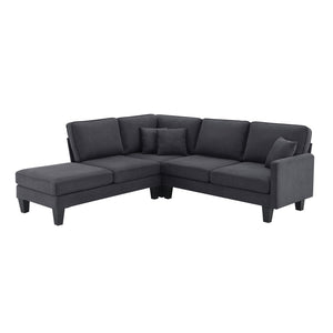 HomeRoots 88" Gray Fabric Modular Sofa with Sleek Black Legs - Modern Comfort & Versatile Style for Any Room 568271