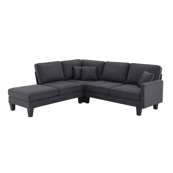 HomeRoots 88" Gray Fabric Modular Sofa with Sleek Black Legs - Modern Comfort & Versatile Style for Any Room 568271