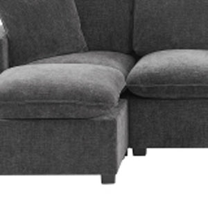 HomeRoots 57" Stylish Black and Gray Modular Sofa with Durable Fabric and Sleek Black Legs for Modern Living 568272