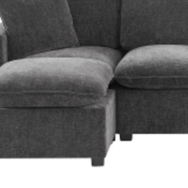 HomeRoots 57" Stylish Black and Gray Modular Sofa with Durable Fabric and Sleek Black Legs for Modern Living 568272