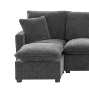 HomeRoots 57" Stylish Black and Gray Modular Sofa with Durable Fabric and Sleek Black Legs for Modern Living 568272