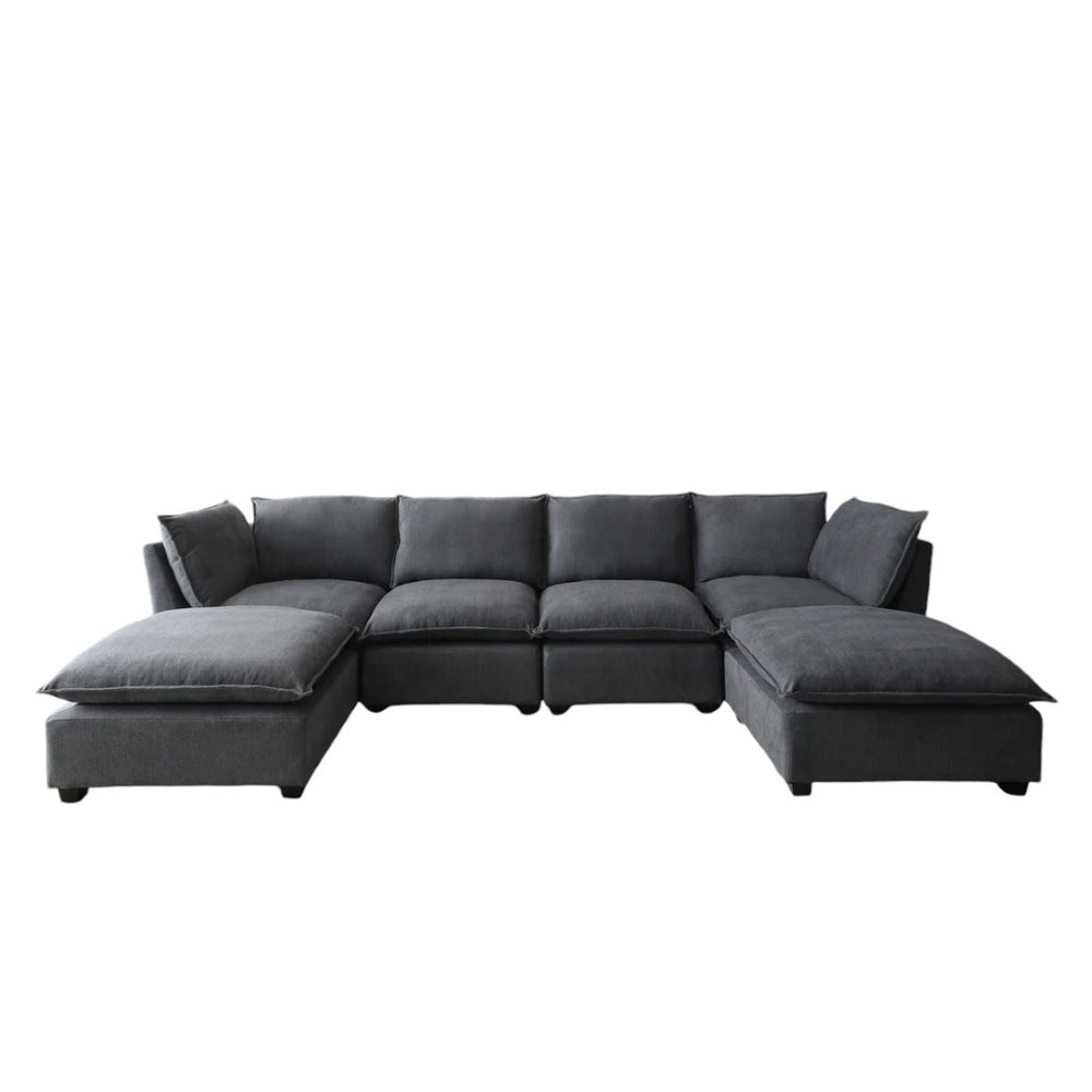 HomeRoots 66" Dark Gray Modular Sofa with Black Legs - Modern Armless Design, Reversible Cushions & Comfort 568275