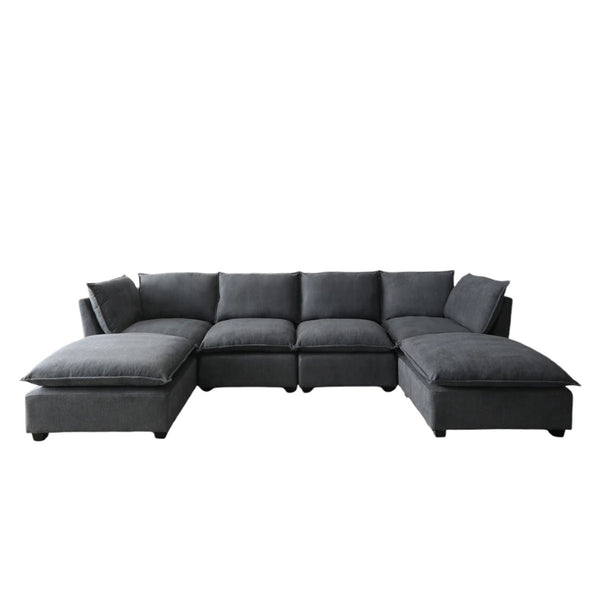 HomeRoots 66" Dark Gray Modular Sofa with Black Legs - Modern Armless Design, Reversible Cushions & Comfort 568275