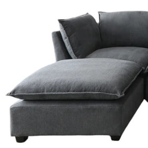 HomeRoots 66" Dark Gray Modular Sofa with Black Legs - Modern Armless Design, Reversible Cushions & Comfort 568275