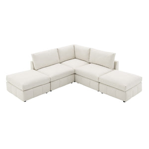 HomeRoots 93" Beige Fabric Modular Sofa - Armless Design with Black Legs for Modern Comfort & Style 568276