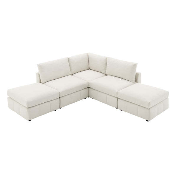 HomeRoots 93" Beige Fabric Modular Sofa - Armless Design with Black Legs for Modern Comfort & Style 568276