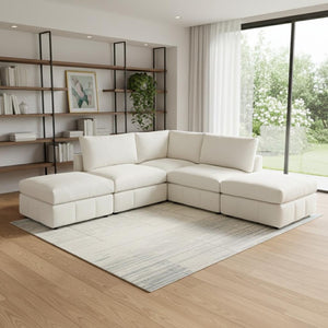 HomeRoots 93" Beige Fabric Modular Sofa - Armless Design with Black Legs for Modern Comfort & Style 568276