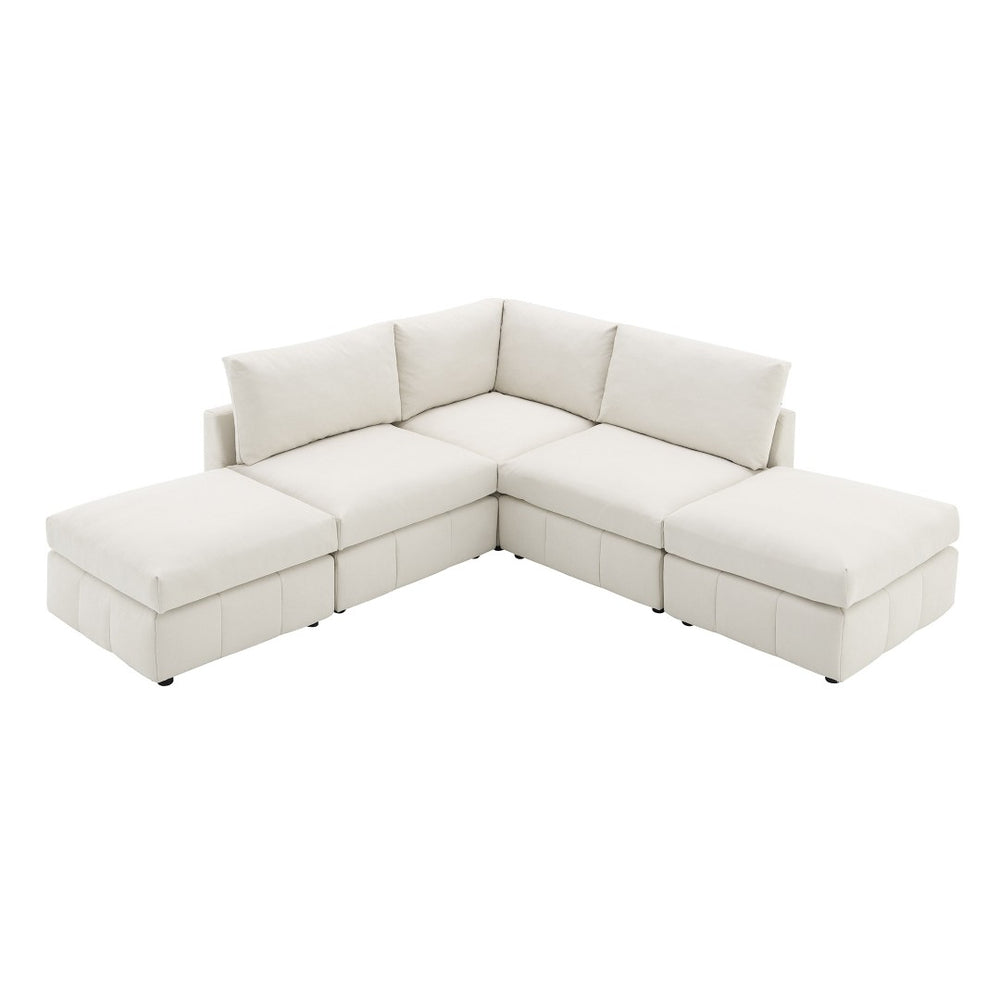 HomeRoots 93" Beige Fabric Modular Sofa - Armless Design with Black Legs for Modern Comfort & Style 568276