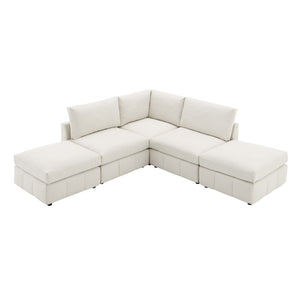 HomeRoots 93" Beige Fabric Modular Sofa - Armless Design with Black Legs for Modern Comfort & Style 568276