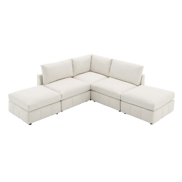HomeRoots 93" Beige Fabric Modular Sofa - Armless Design with Black Legs for Modern Comfort & Style 568276