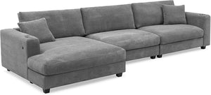 HomeRoots 54" Contemporary Gray Modular Sofa with USB Charging, Black Legs & Removable Cushions for Modern Living 568277