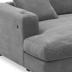 HomeRoots 54" Contemporary Gray Modular Sofa with USB Charging, Black Legs & Removable Cushions for Modern Living 568277