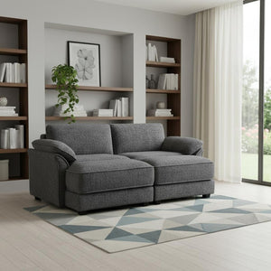 HomeRoots 55" Gray Fabric Modular Sofa – Sleek Armless Design with Black Legs for Modern Living Spaces 568278