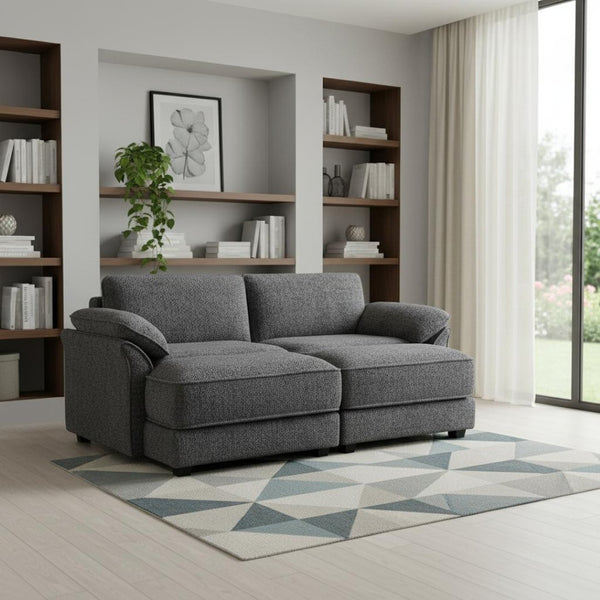 HomeRoots 55" Gray Fabric Modular Sofa – Sleek Armless Design with Black Legs for Modern Living Spaces 568278