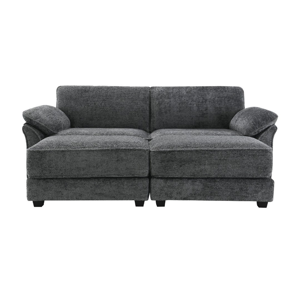 HomeRoots 55" Gray Fabric Modular Sofa – Sleek Armless Design with Black Legs for Modern Living Spaces 568278