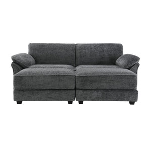 HomeRoots 55" Gray Fabric Modular Sofa – Sleek Armless Design with Black Legs for Modern Living Spaces 568278