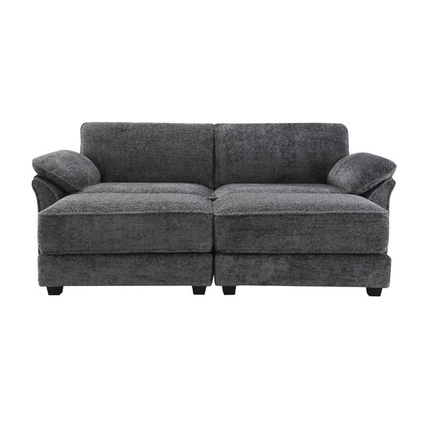 HomeRoots 55" Gray Fabric Modular Sofa – Sleek Armless Design with Black Legs for Modern Living Spaces 568278