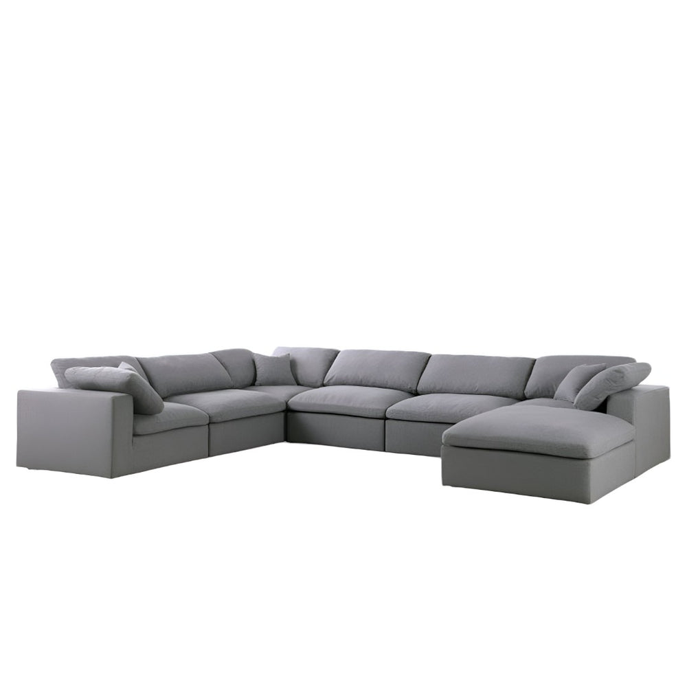 HomeRoots 65" Gray Fabric Modular Sofa - Sleek Armless Design, Supportive Comfort, and Stylish Black Legs 568279