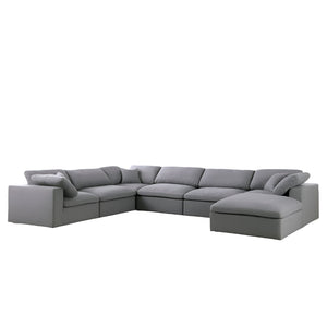 HomeRoots 65" Gray Fabric Modular Sofa - Sleek Armless Design, Supportive Comfort, and Stylish Black Legs 568279