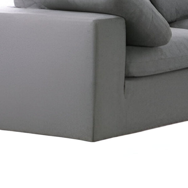 HomeRoots 65" Gray Fabric Modular Sofa - Sleek Armless Design, Supportive Comfort, and Stylish Black Legs 568279