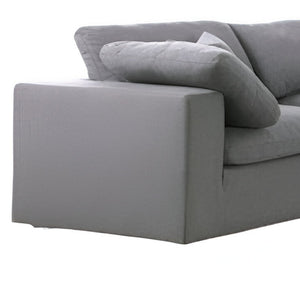 HomeRoots 65" Gray Fabric Modular Sofa - Sleek Armless Design, Supportive Comfort, and Stylish Black Legs 568279